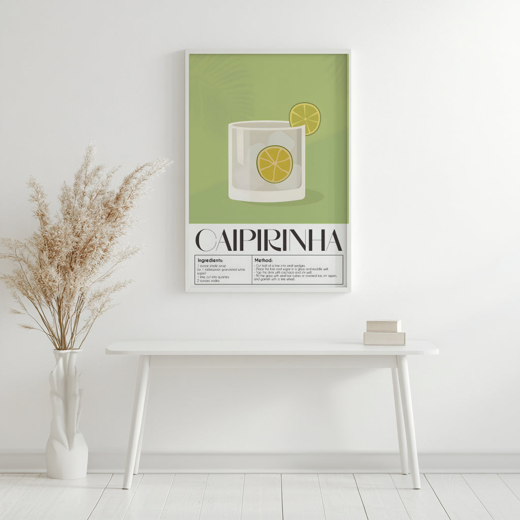 Caipirinha Cocktail Recipe Framed Poster – Framed Wall Art Poster - Image 4