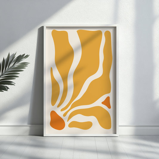 Mustard Yellow Organic Abstract Shapes Framed Poster – Framed Wall Art Poster - Image 2