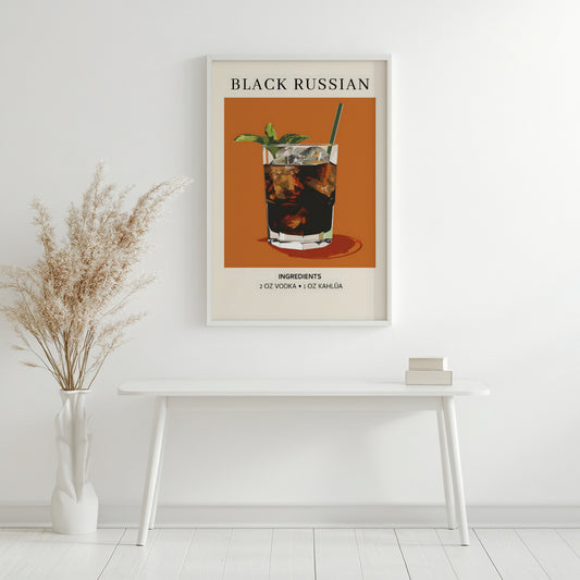 Black Russian Cocktail Recipe Framed Poster#1 – Framed Wall Art Poster - Image 2