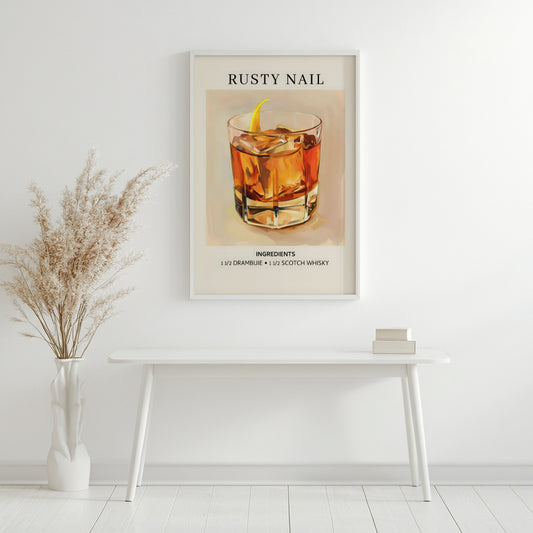 Rusty Nail Cocktail Recipe Framed Poster – Framed Wall Art Poster - Image 2