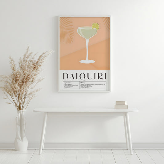 Daiquiri Cocktail Recipe & Illustration Framed Art – Framed Wall Art Poster - Image 2