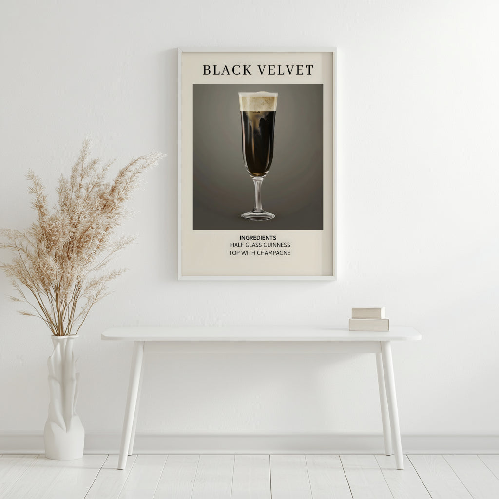 Black Velvet Cocktail Recipe Framed Poster – Framed Wall Art Poster - Image 4