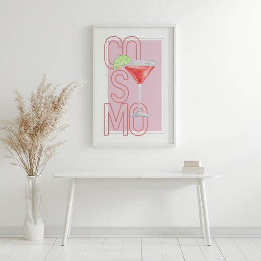 Cosmopolitan Cocktail Pink Wall Art Framed Poster – Framed Wall Art Poster - Image 2