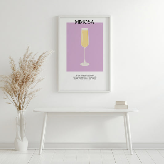 Minimalist Mimosa Cocktail Recipe Framed Poster – Framed Wall Art Poster - Image 2