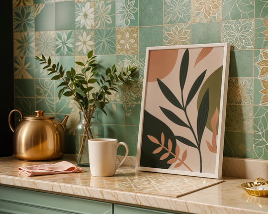 Abstract Botanical Leaves & Shapes Framed Poster – Framed Wall Art Poster - Image 2