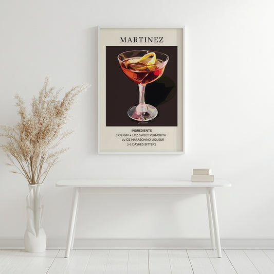 Martinez Cocktail Recipe Framed Poster – Framed Wall Art Poster - Image 2