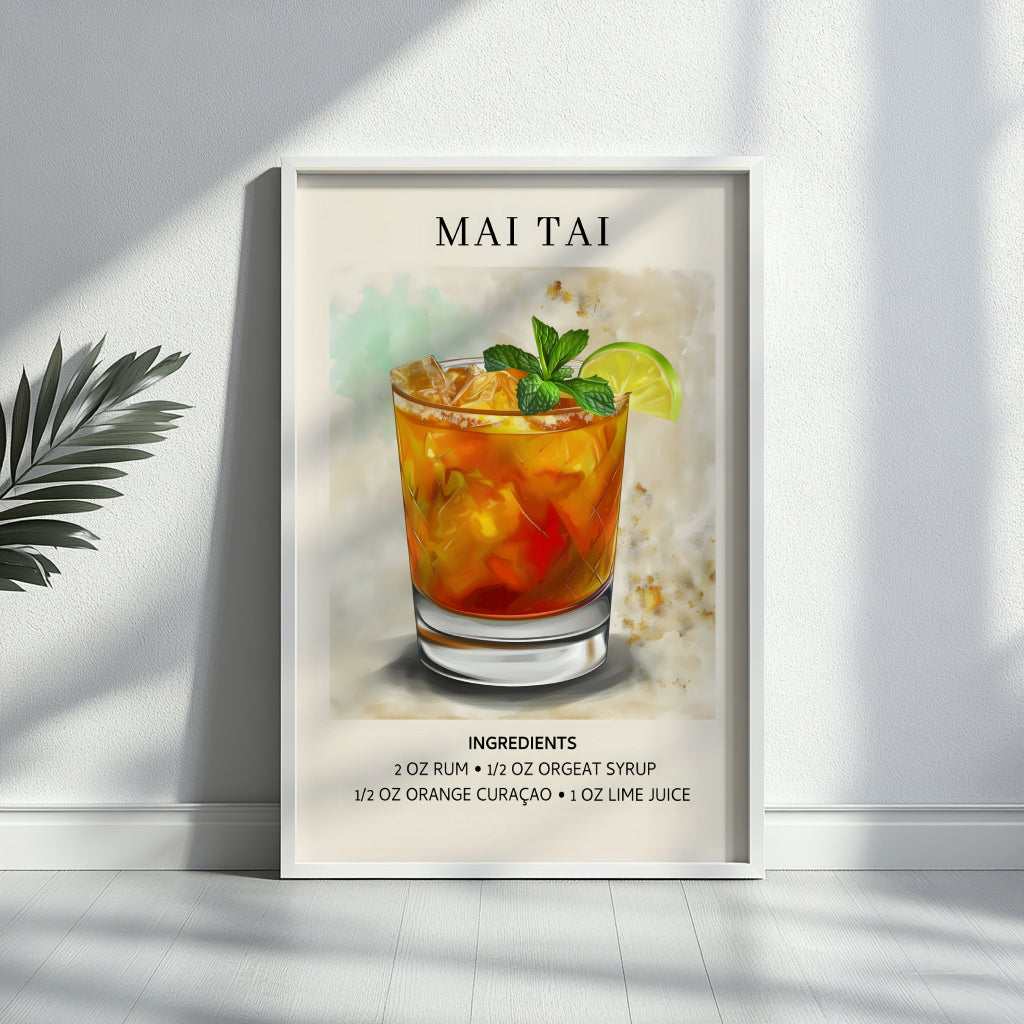 Mai Tai Cocktail Recipe Framed Poster – Framed Wall Art Poster - Image 4