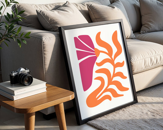 Pink & Orange Abstract Floral Framed Poster – Framed Wall Art Poster - Image 2