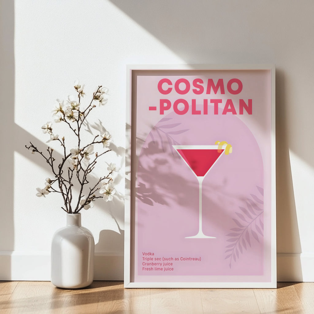 Cosmopolitan Cocktail Recipe Framed Poster – Framed Wall Art Poster - Image 4