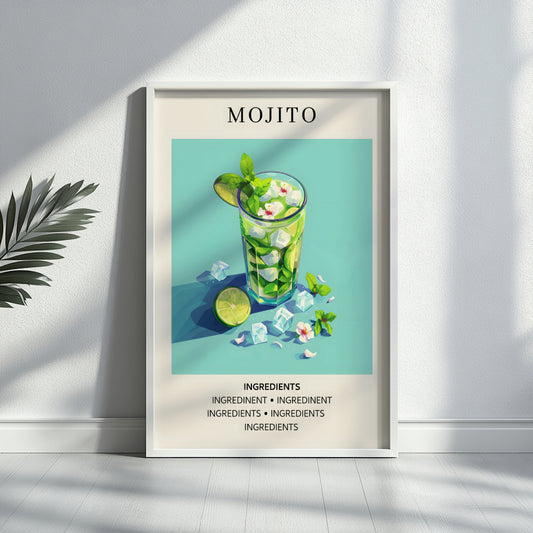 Mojito Cocktail Recipe Framed Poster – Framed Wall Art Poster - Image 2