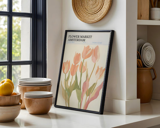 Amsterdam Flower Market Tulips Framed Poster #1 – Framed Wall Art Poster - Image 2
