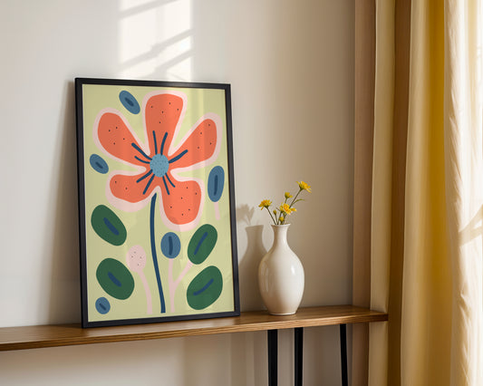 Vibrant Abstract Coral Flower Framed Poster – Framed Wall Art Poster - Image 2