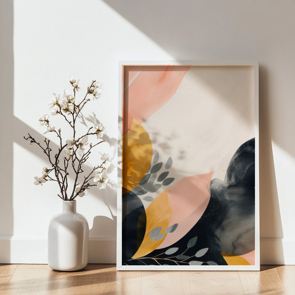 Warm Neutral Abstract Composition Framed Poster - Image 3