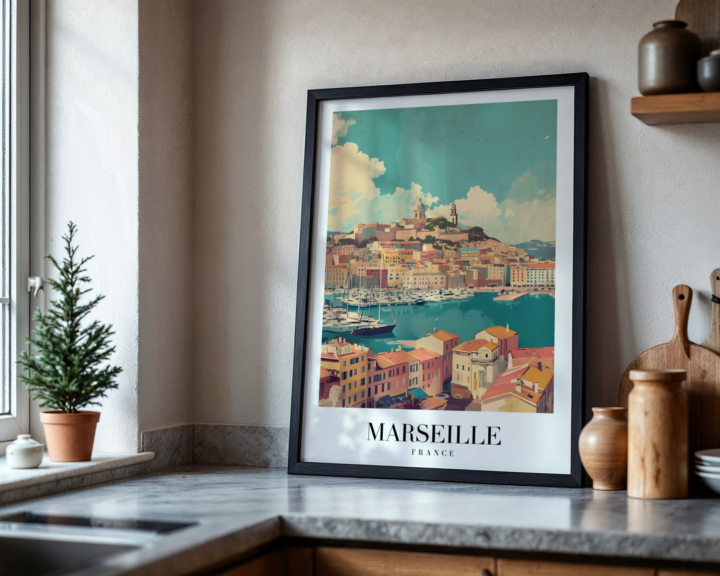 Marseille France Harbor Cityscape Framed Poster – Framed Wall Art Poster - Image 4