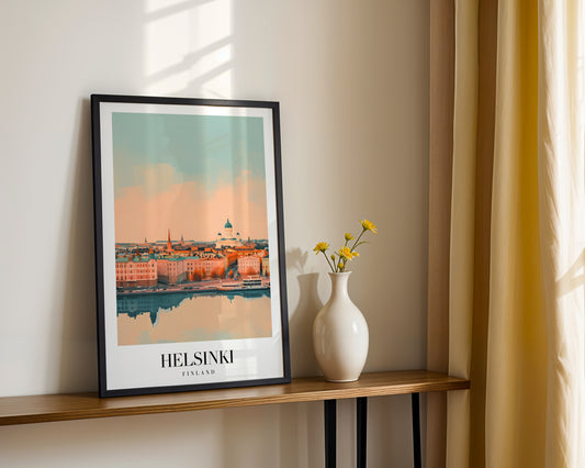 Helsinki Finland Minimalist Cityscape Framed Poster – Framed Wall Art Poster - Image 2