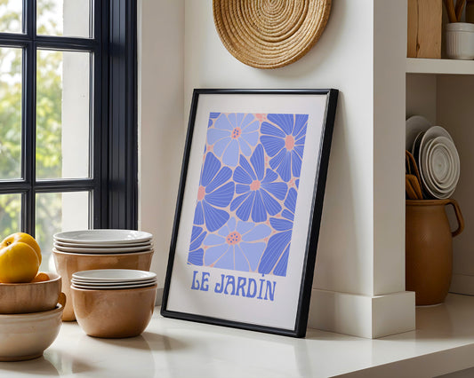 Le Jardin Blue & Pink Floral Framed Wall Art – Framed Wall Art Poster - Image 2