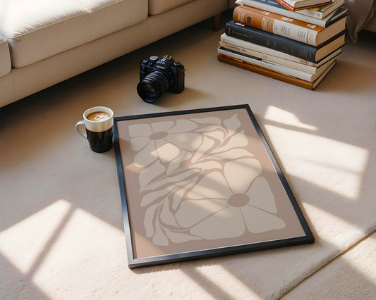 Minimalist Beige Floral Bloom Framed Poster – Framed Wall Art Poster - Image 2