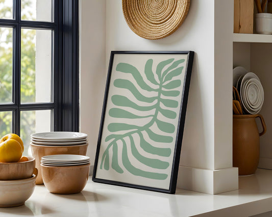 Abstract Sage Green Botanical Framed Poster - Image 2