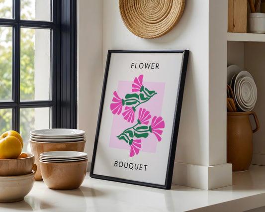 Abstract Pink Floral Bouquet Framed Poster - Image 2
