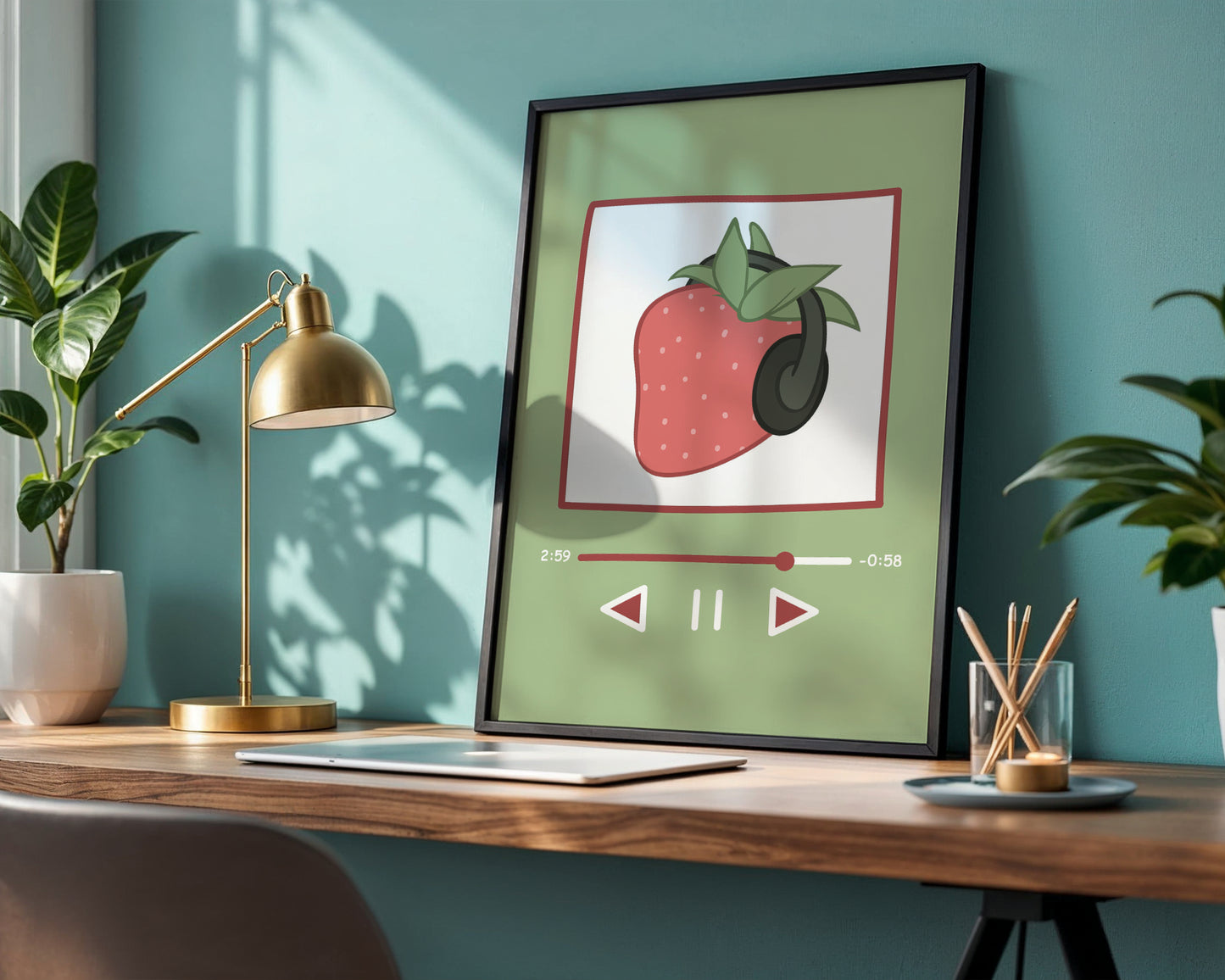 Strawberry Beats Framed Poster – Framed Wall Art Poster - Image 4