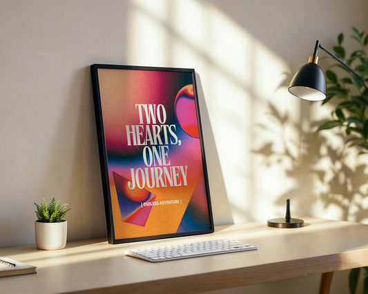 Two Hearts, One Journey" Abstract Gradient Framed Poster – Framed Wall Art Poster - Image 2