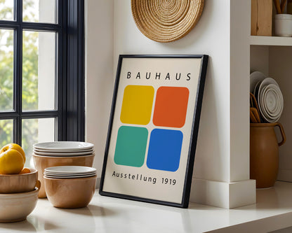 Bauhaus Geometric Abstract Framed Poster Set of 3