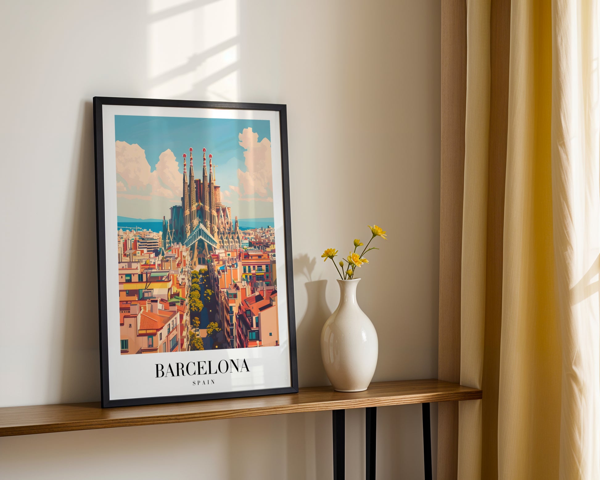 Sagrada Familia Barcelona Cityscape Framed Poster – Framed Wall Art Poster - Image 2
