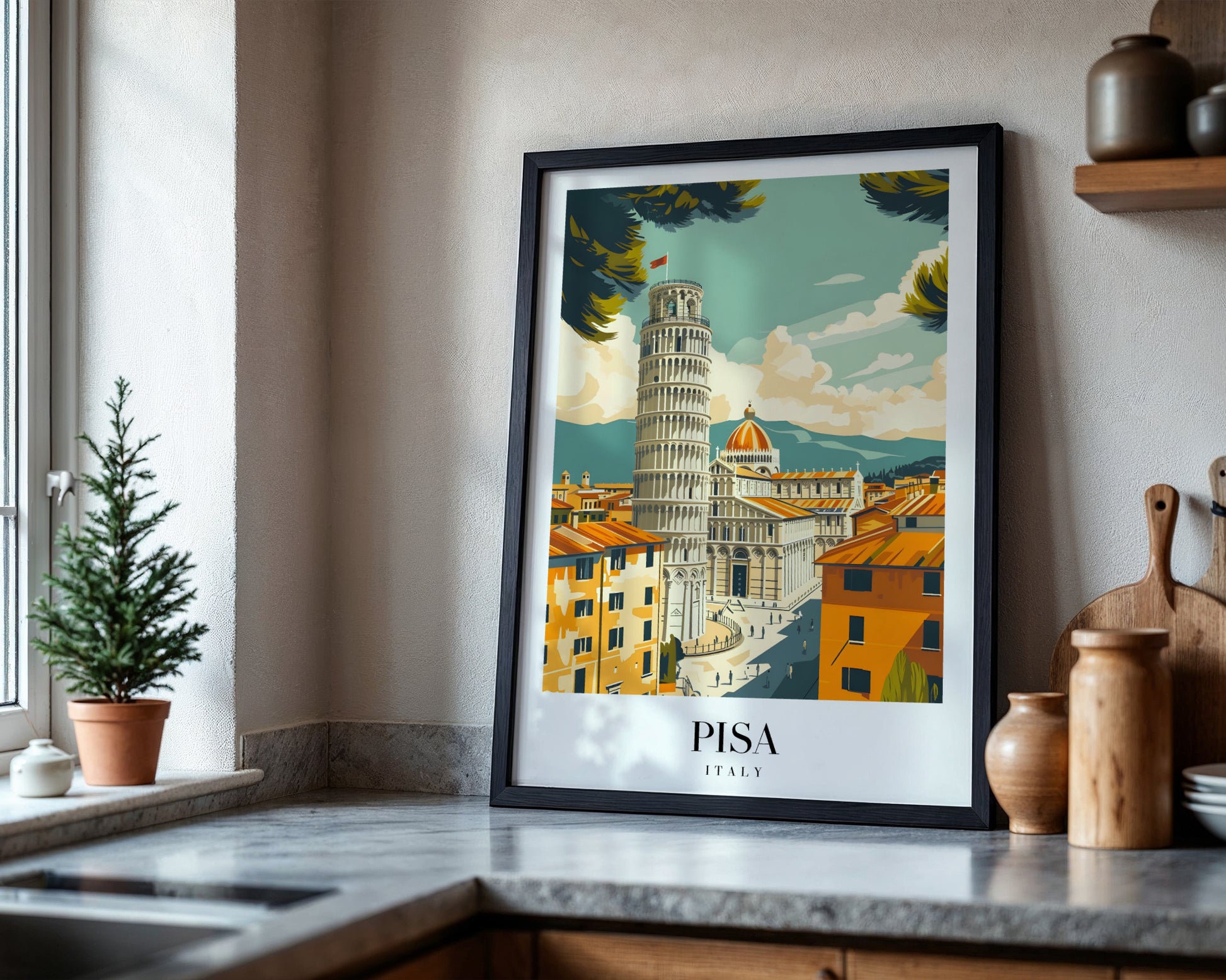 Leaning Tower of Pisa Italy Travel Framed Poster – Framed Wall Art Poster - Image 4