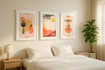 Boho Abstract Botanical Framed Poster Set – Framed Wall Art Poster - Image 1
