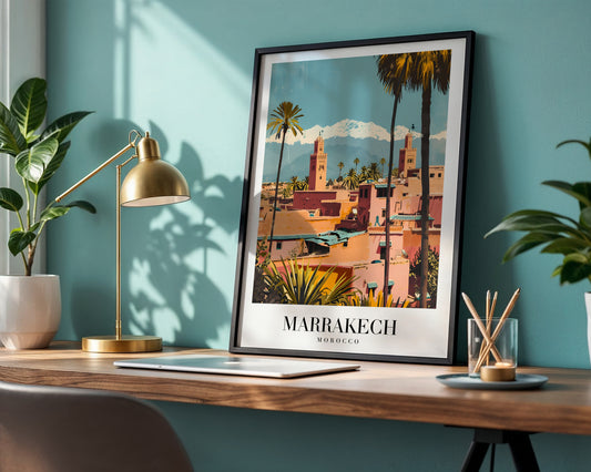 Marrakesh Morocco Cityscape Framed Poster – Framed Wall Art Poster - Image 1