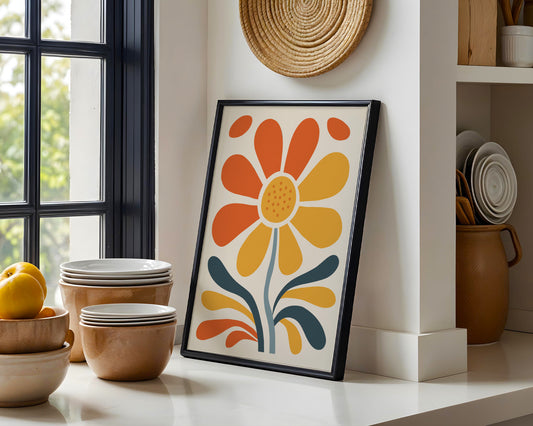 Mid-Century Modern Floral Framed Poster – Framed Wall Art Poster - Image 2