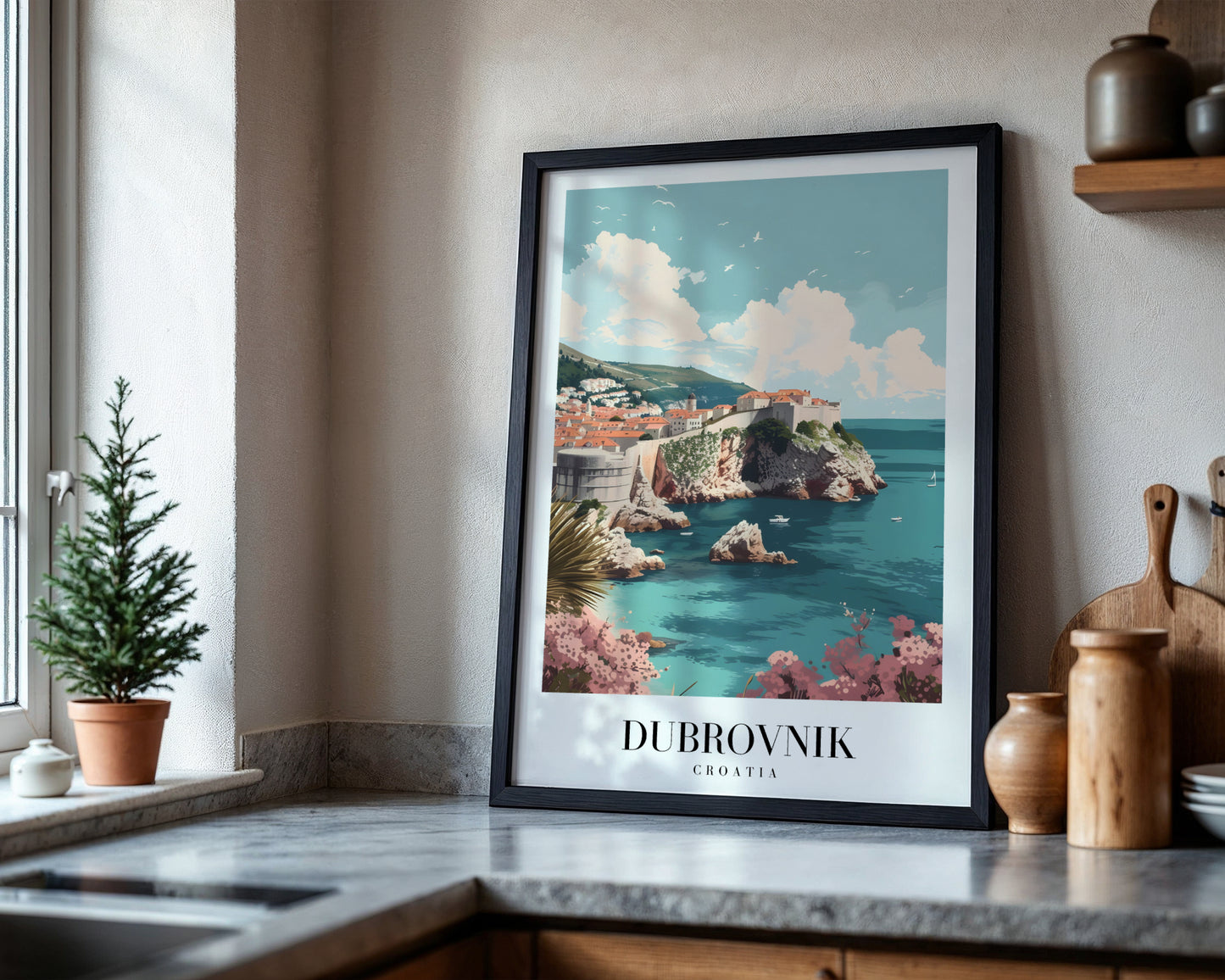 Dubrovnik Croatia Coastal City Travel Framed Poster – Framed Wall Art Poster - Image 4