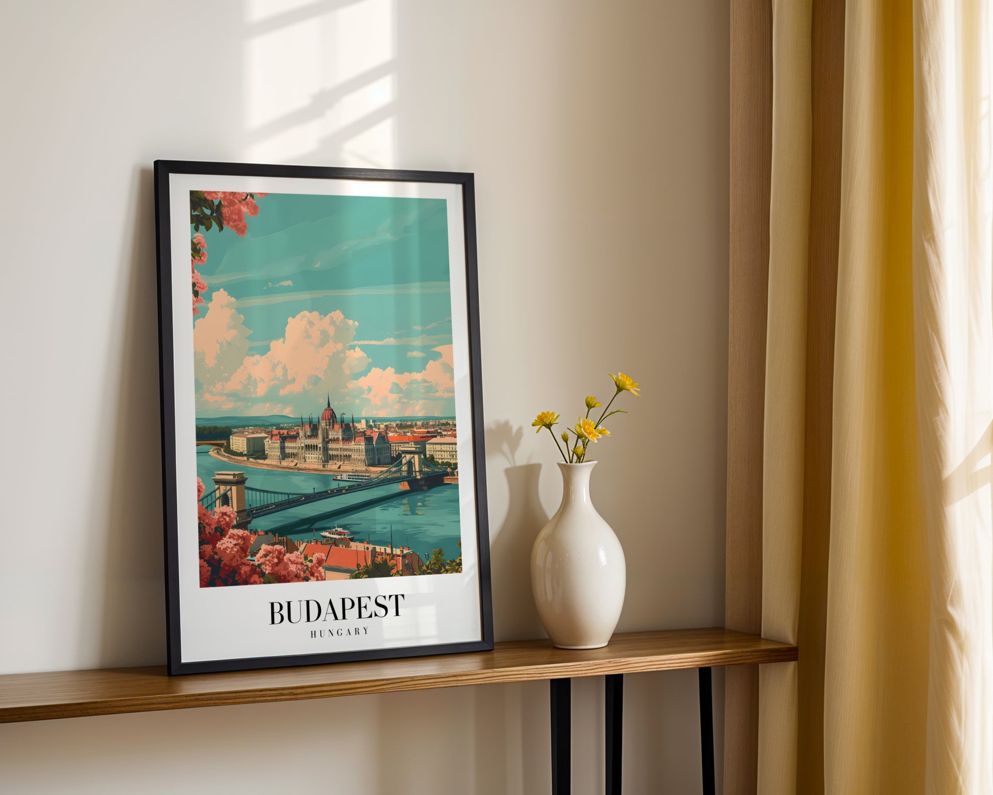 Budapest Hungary Parliament Cityscape Framed Poster – Framed Wall Art Poster - Image 2