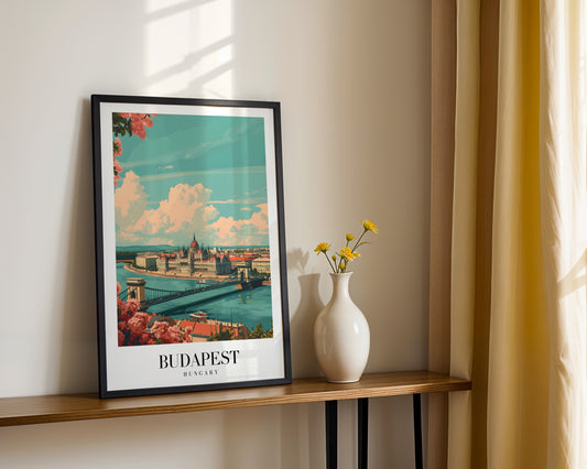 Budapest Hungary Parliament Cityscape Framed Poster – Framed Wall Art Poster - Image 2
