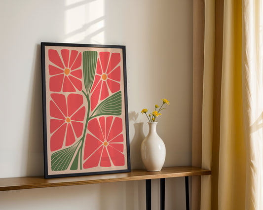 Coral Green Abstract Floral Framed Poster – Framed Wall Art Poster - Image 2