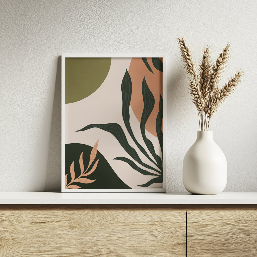 Abstract Botanical Leaves Modern Framed Wall Art Set – Framed Wall Art Poster - Image 3