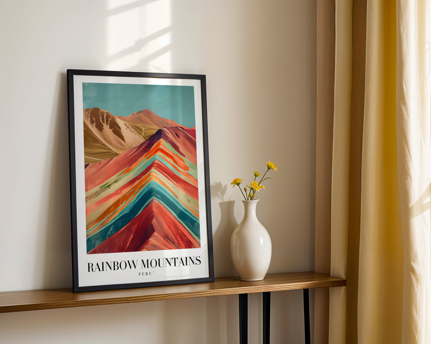 Rainbow Mountains Peru Vibrant Landscape Framed Poster – Framed Wall Art Poster - Image 2