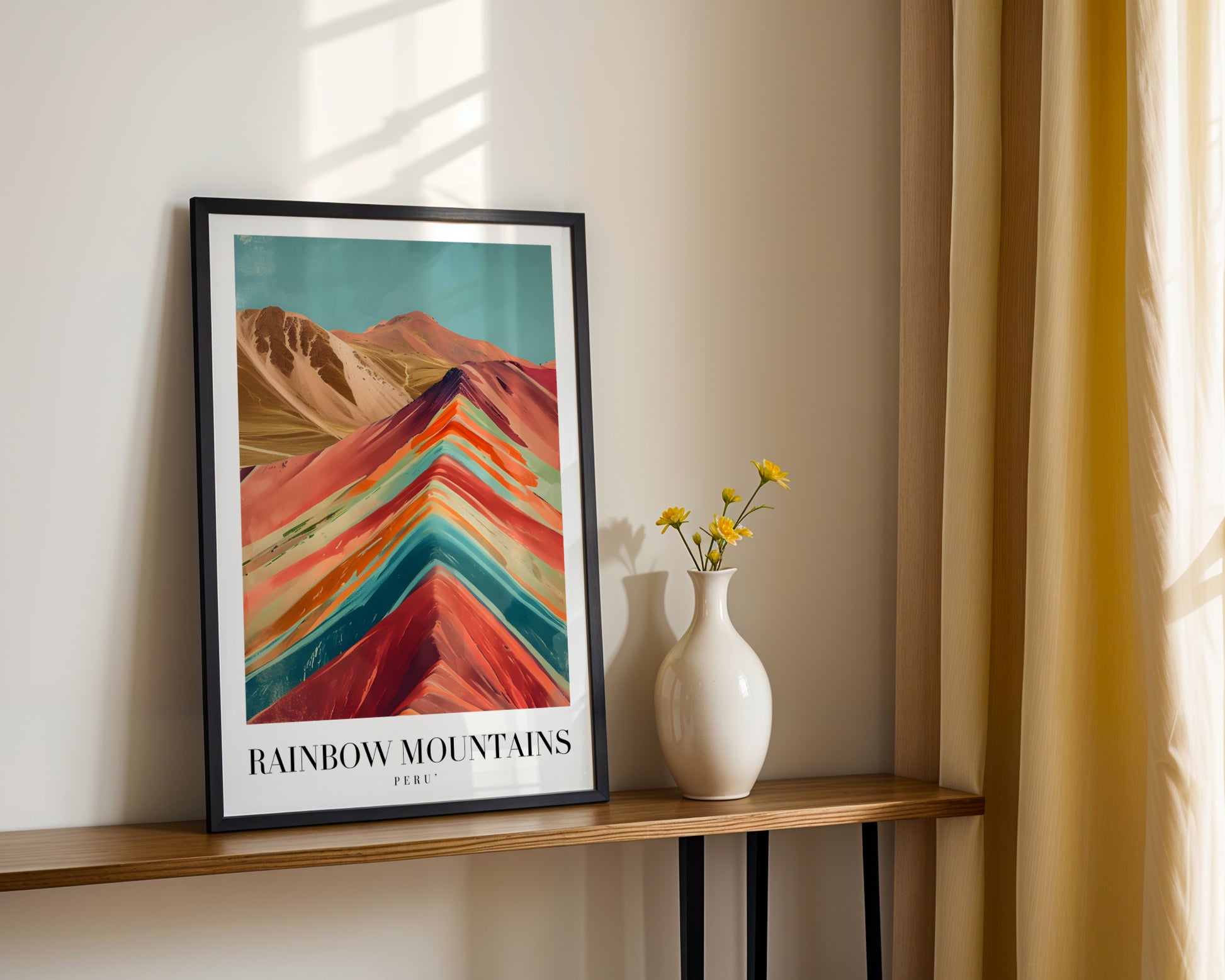 Rainbow Mountains Peru Vibrant Landscape Framed Poster – Framed Wall Art Poster - Image 2