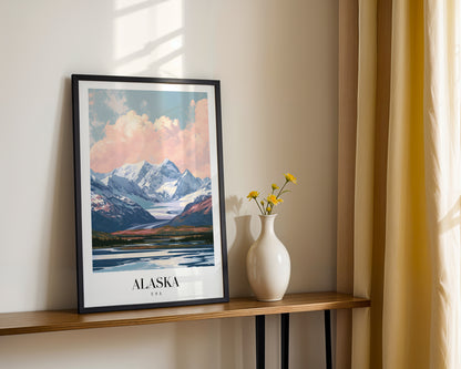 Alaska Mountains & Glacier Lake Framed Poster – Framed Wall Art Poster - Image 2