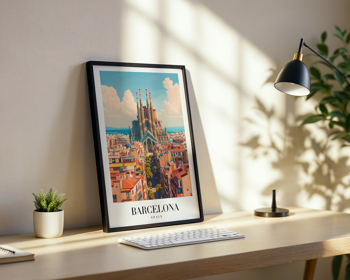 Sagrada Familia Barcelona Cityscape Framed Poster – Framed Wall Art Poster - Image 3