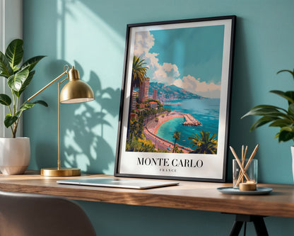 Monte Carlo Riviera Travel Framed Poster – Framed Wall Art Poster - Image 1