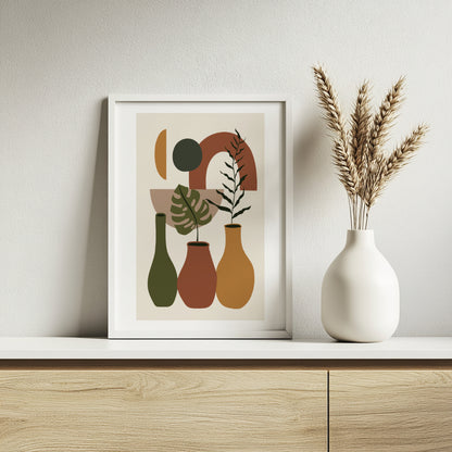 Boho Abstract Botanical Shapes Framed Poster Set – Framed Wall Art Poster - Image 4