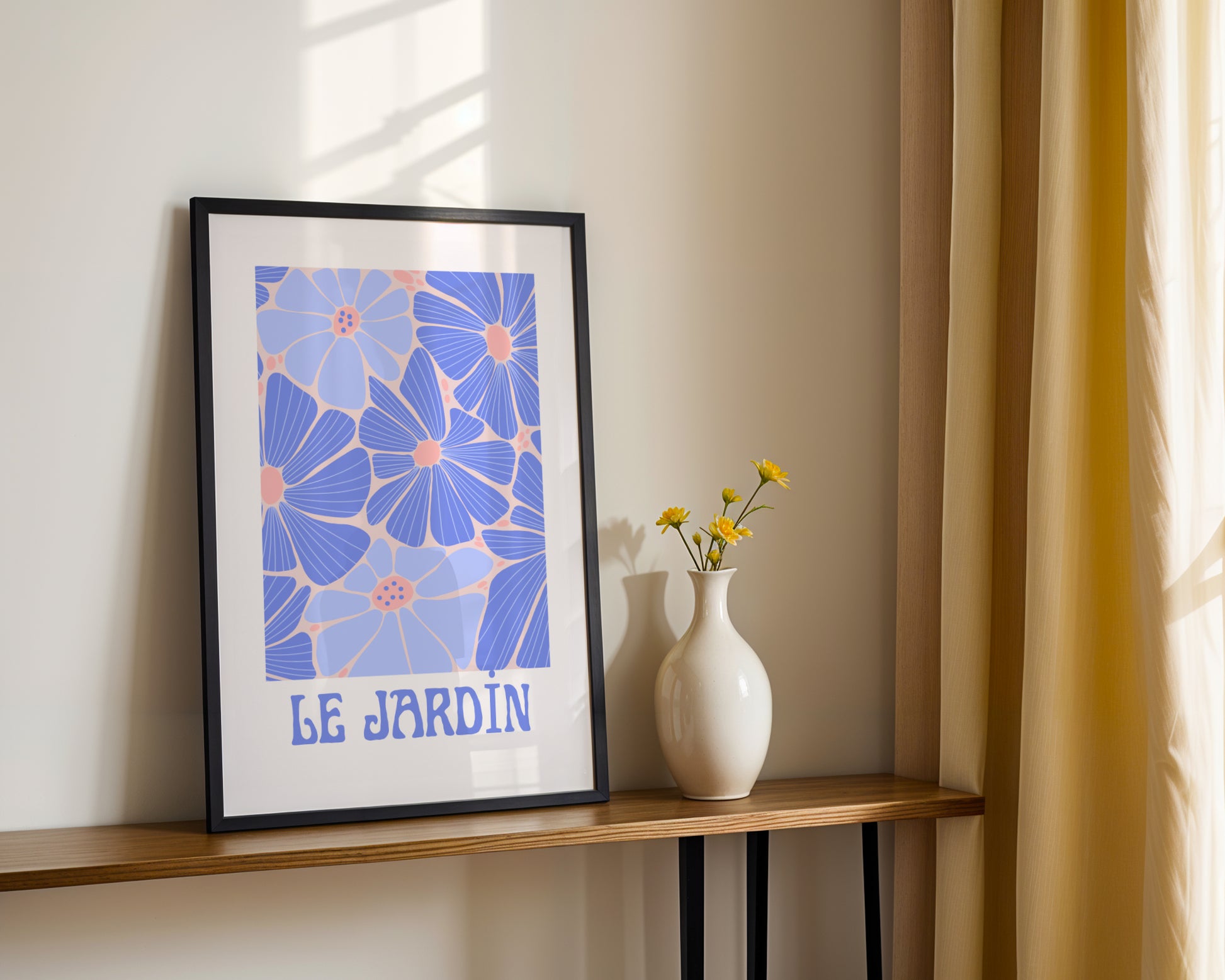 Le Jardin Blue & Pink Floral Framed Wall Art – Framed Wall Art Poster - Image 3