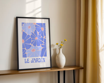 Le Jardin Blue & Pink Floral Framed Wall Art – Framed Wall Art Poster - Image 3
