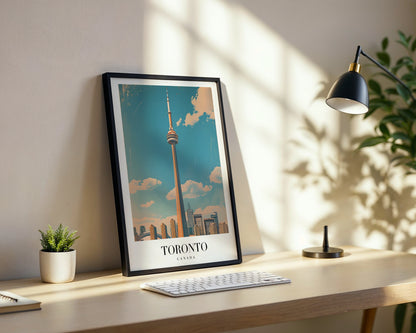 Toronto CN Tower Vintage Travel Framed Poster – Framed Wall Art Poster - Image 3