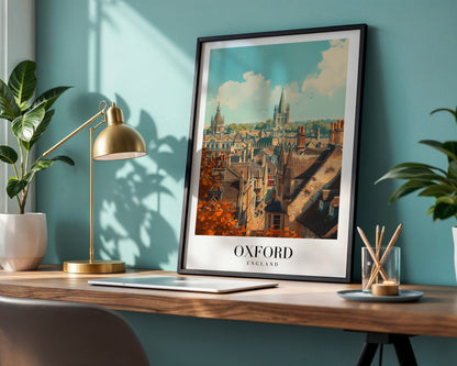 Oxford England Autumn Cityscape Framed Poster – Framed Wall Art Poster - Image 1