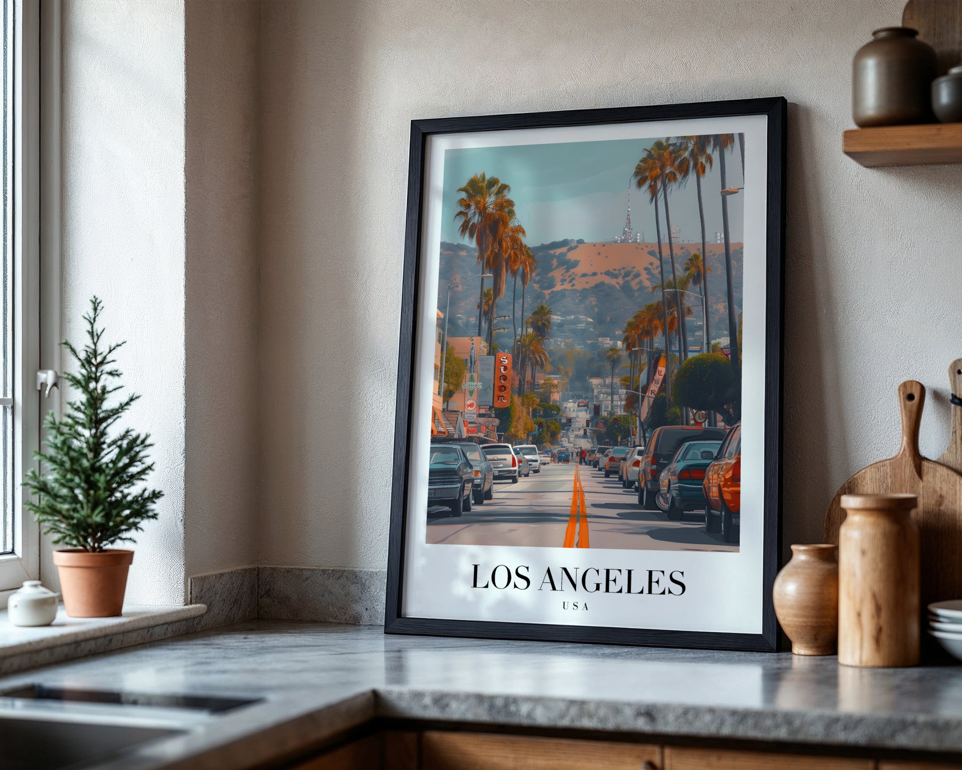 Los Angeles Palm Trees Street View Framed Poster – Framed Wall Art Poster - Image 4