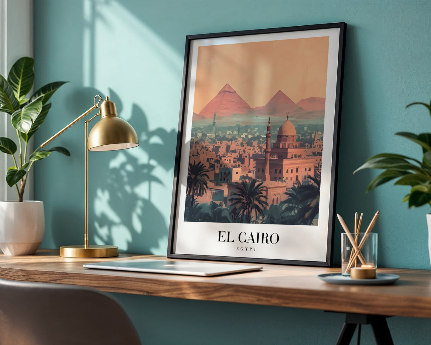 Cairo Egypt Pyramids Cityscape Framed Poster – Framed Wall Art Poster - Image 1