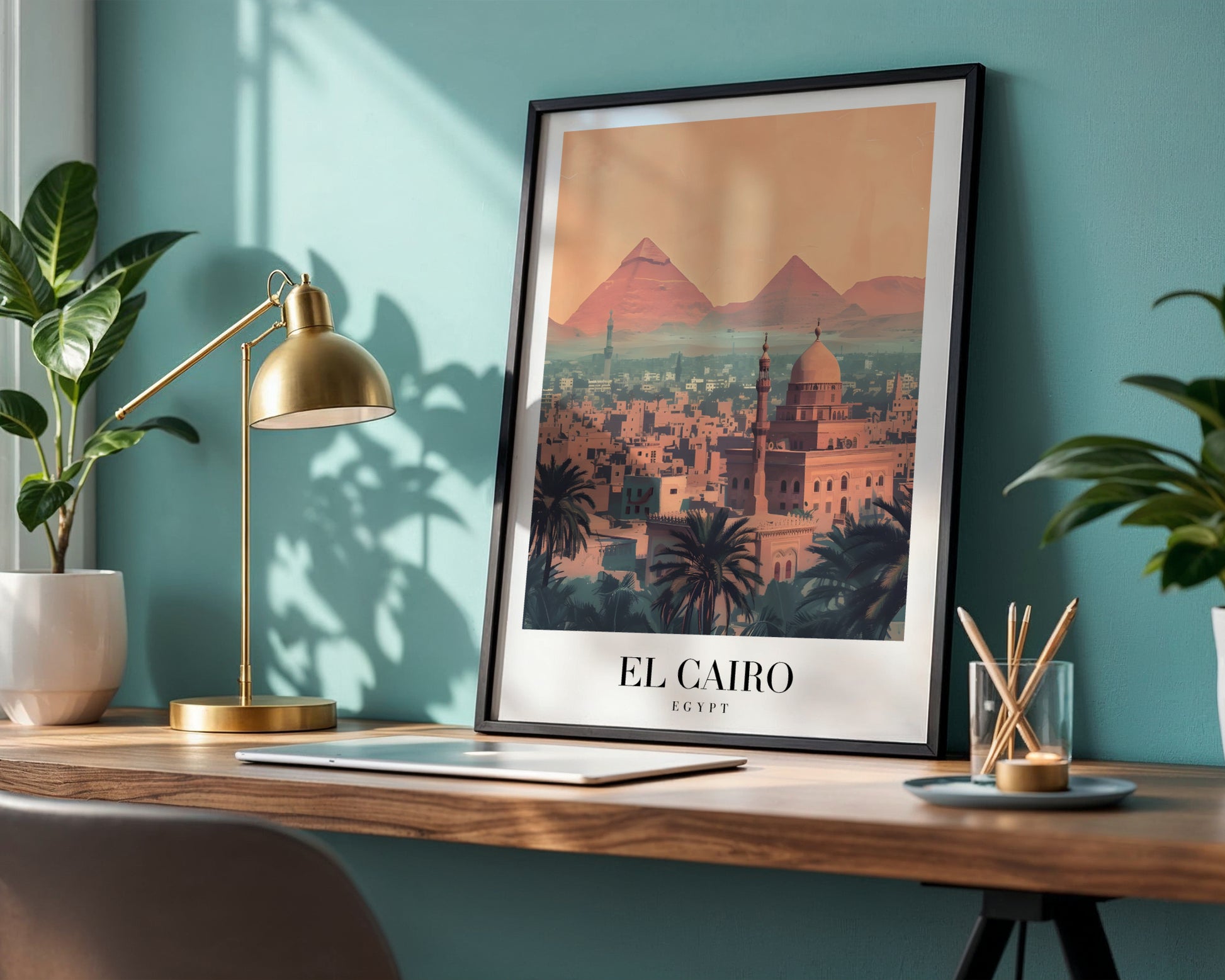 Cairo Egypt Pyramids Cityscape Framed Poster – Framed Wall Art Poster - Image 1