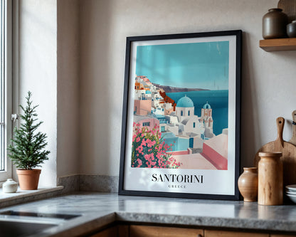 Santorini Greece Cliffside Village Framed Poster – Framed Wall Art Poster - Image 4